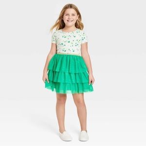 Girls' Tiered Tulle St. Patrick's Day Short Sleeve Dress Cat & Jack